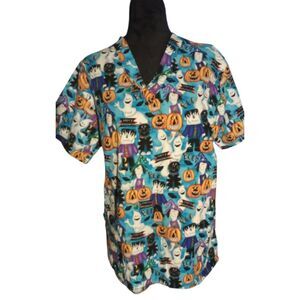 Fundamentally Cotton by White Swan Women's Size Small Halloween Scrub Top
